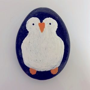 Hand painted penguin rock